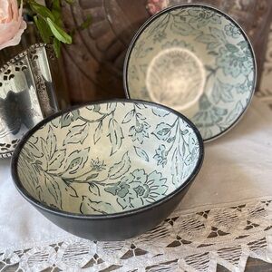 Better Homes & Gardens melamine bowls, blue white floral